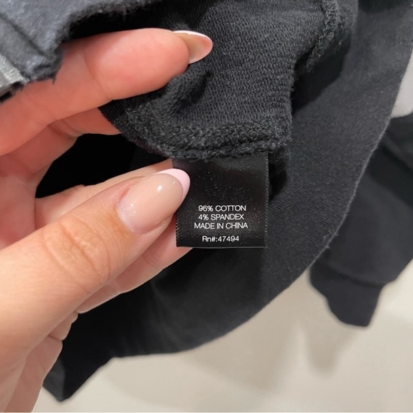 Norma Kamali Black Full-Zip Hooded Sweatshirt with Silver Stripe Size Small - Picture 6 of 6